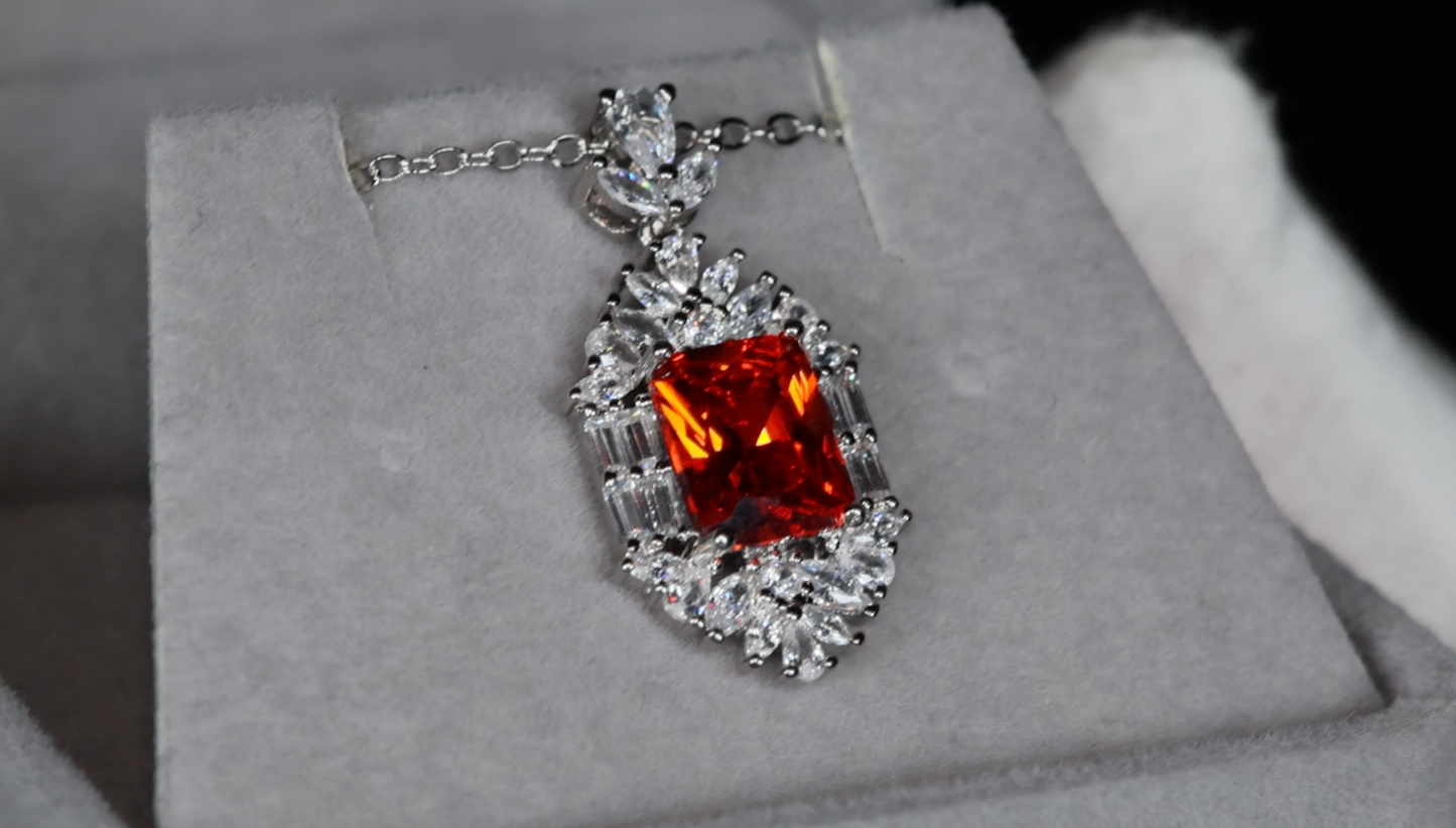 Womens Red Diamond Necklace | Red Diamond Necklace | Red Diamond Pendant