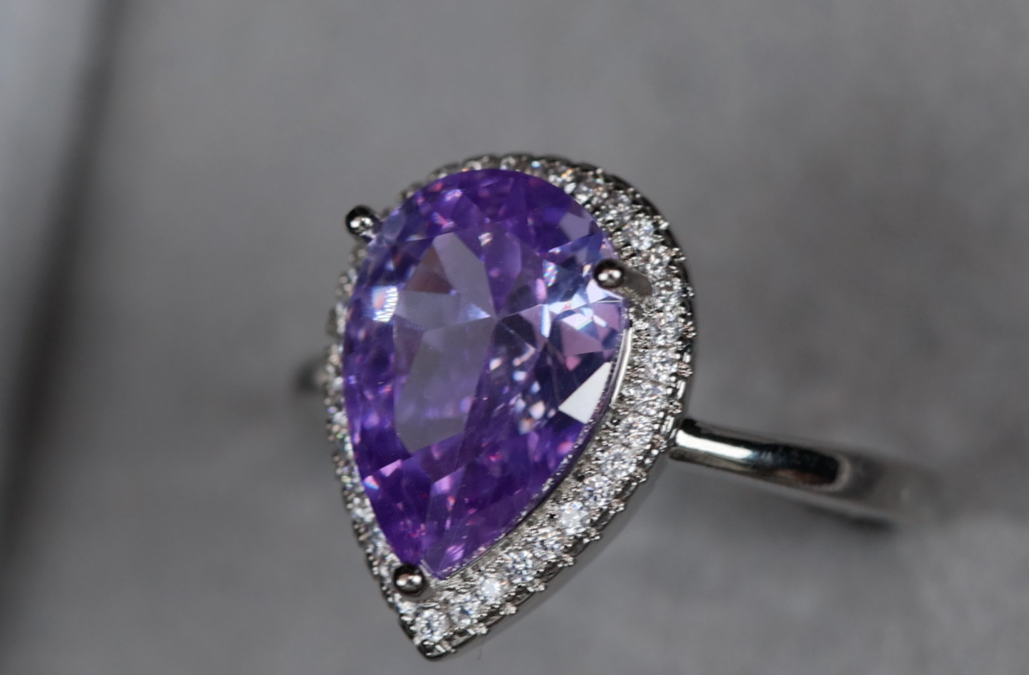 Purple Pear Cut Diamond Ring