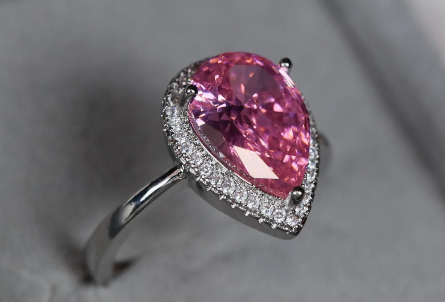 Pink Pear Cut Diamond Engagement Ring