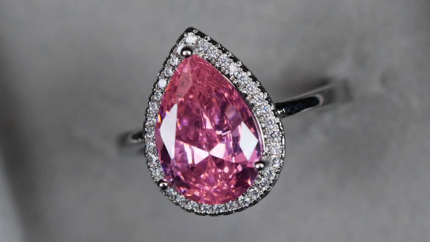 Pink Pear Cut Diamond Engagement Ring