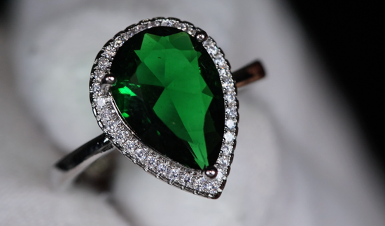 Green Pear Cut Diamond Ring