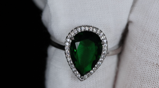 Green Pear Cut Diamond Ring