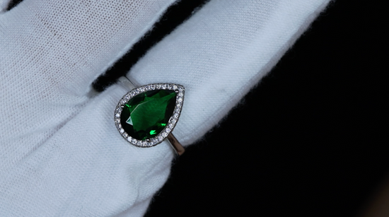 Green Pear Cut Diamond Ring