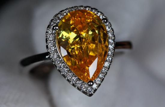 Yellow Pear Cut Diamond Ring