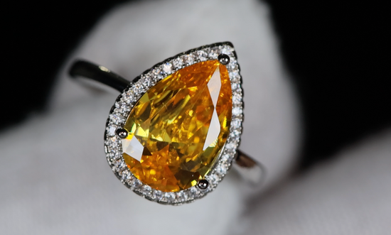 Yellow Pear Cut Diamond Ring