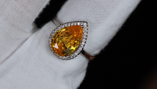 Yellow Pear Cut Diamond Ring