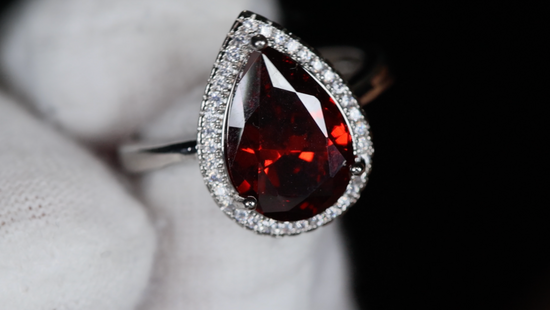 Red Pear Cut Diamond Ring | Womens Red Diamond Ring | Ruby Engagement Ring