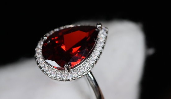 Red Pear Cut Diamond Ring | Womens Red Diamond Ring | Ruby Engagement Ring