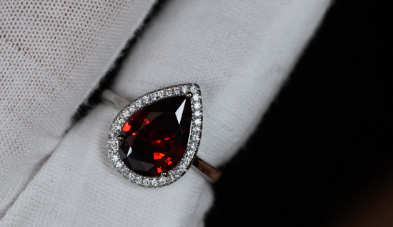 Red Pear Cut Diamond Ring | Womens Red Diamond Ring | Ruby Engagement Ring