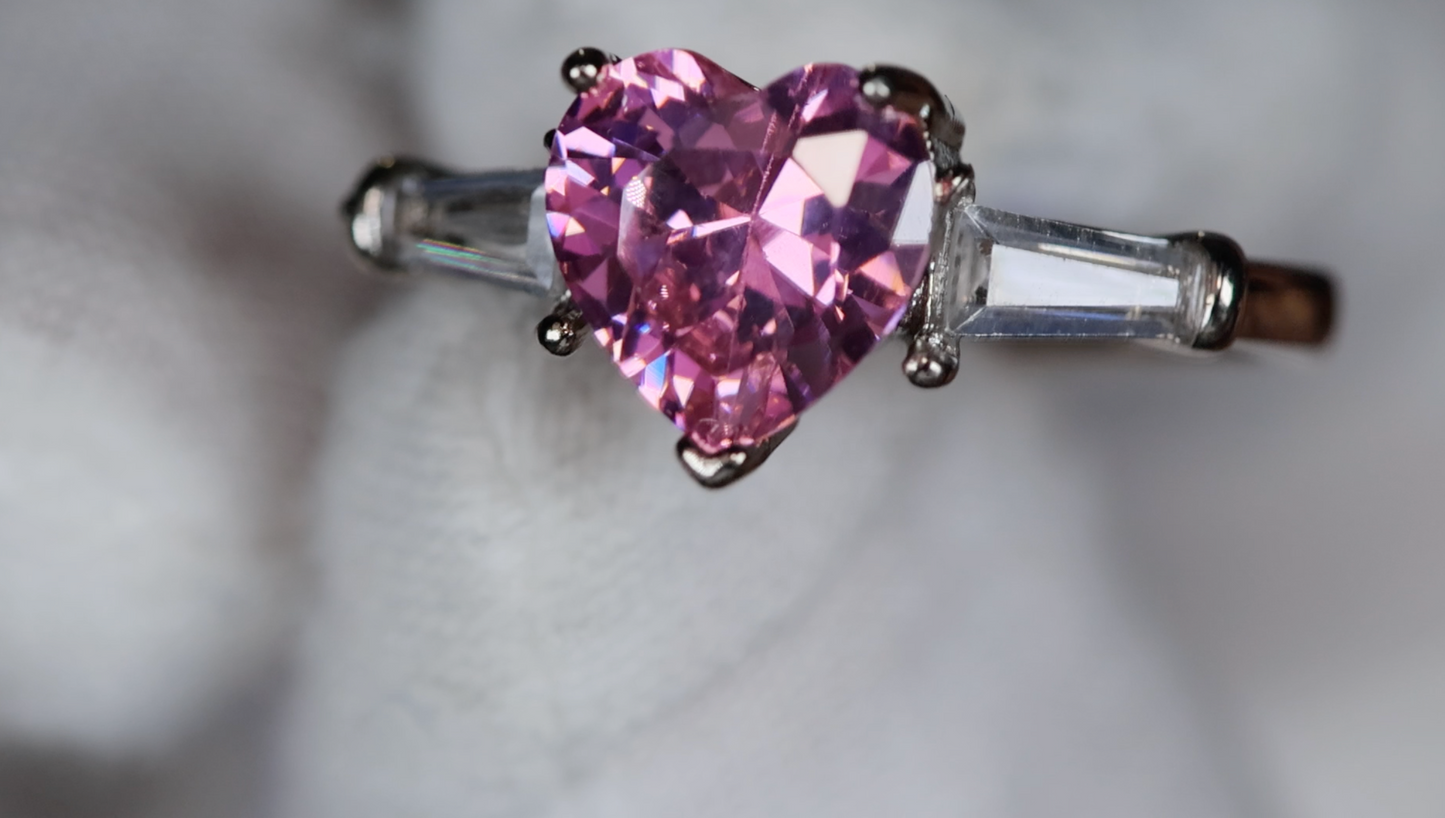 Pink Diamond Ring | Diamond Heart Ring | Pink Diamond Heart Ring