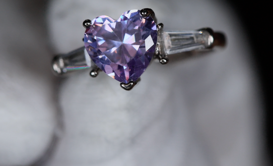 Purple Diamond Heart Ring