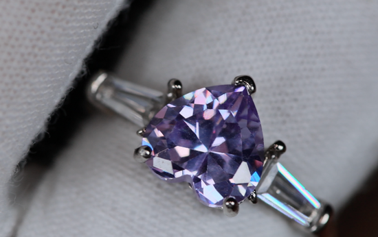 Purple Diamond Ring | Heart Rings | Purple Diamond Heart Ring | Diamond Heart Ring