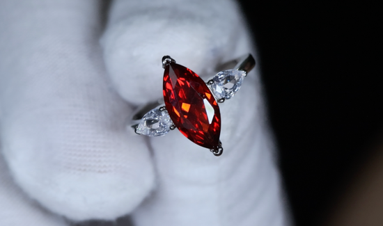 red marquise diamond ring