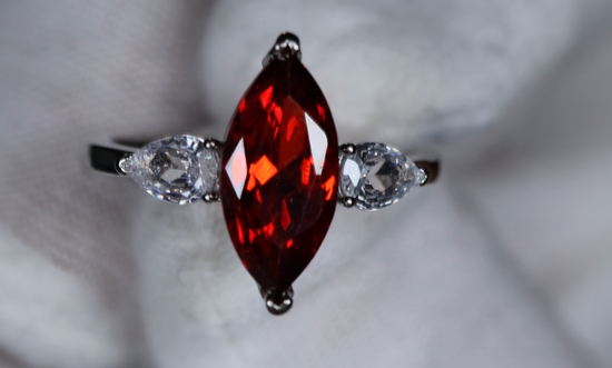 red marquise diamond ring