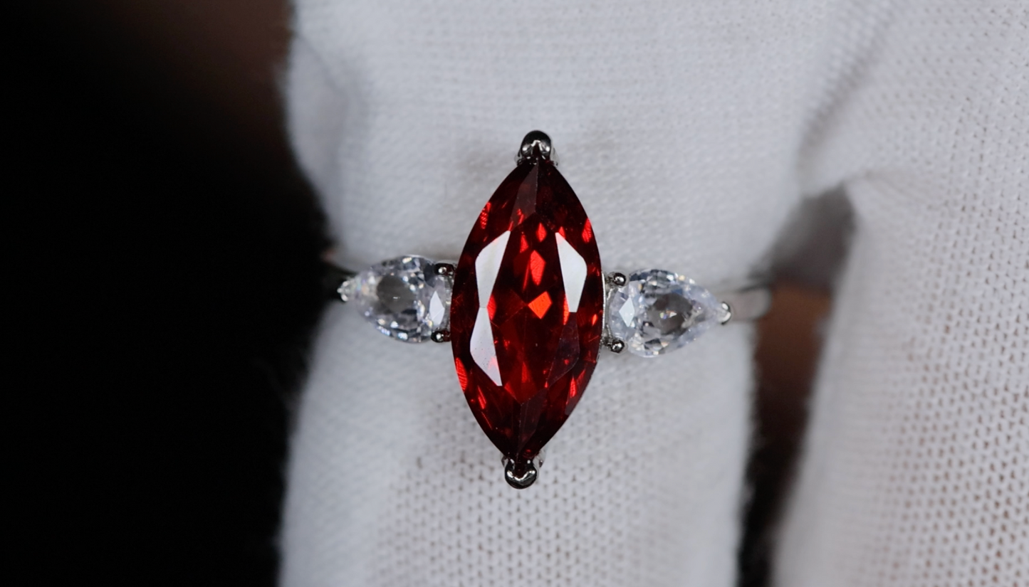 red marquise diamond ring