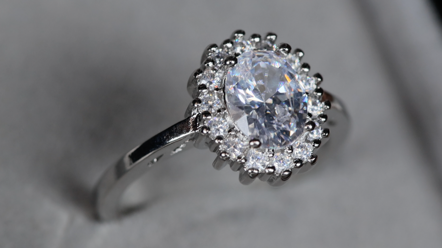 Womens Oval Diamond Ring