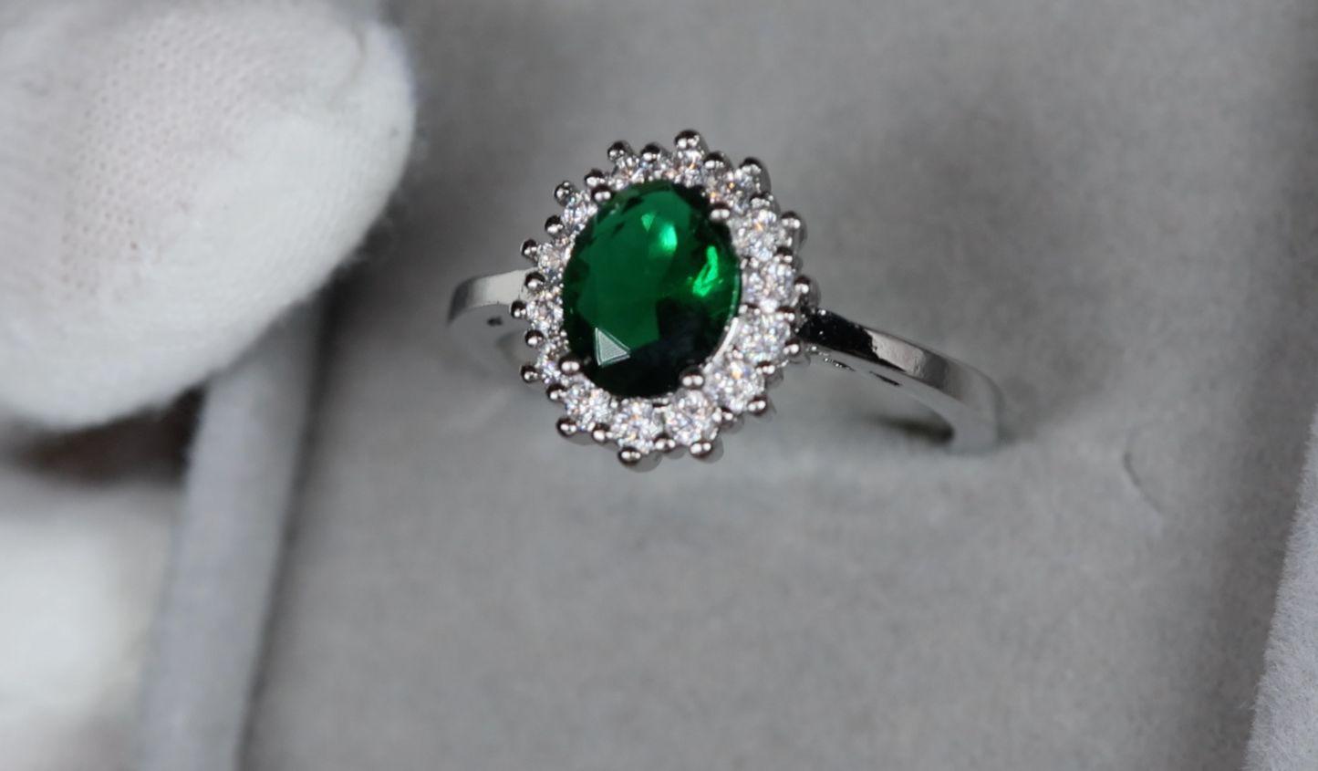 Green Oval Cut Diamond Ring