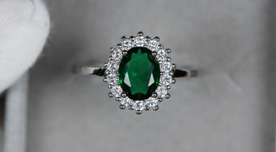 Green Oval Cut Diamond Ring