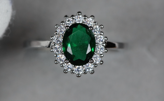 Emerald Green Oval Diamond Ring