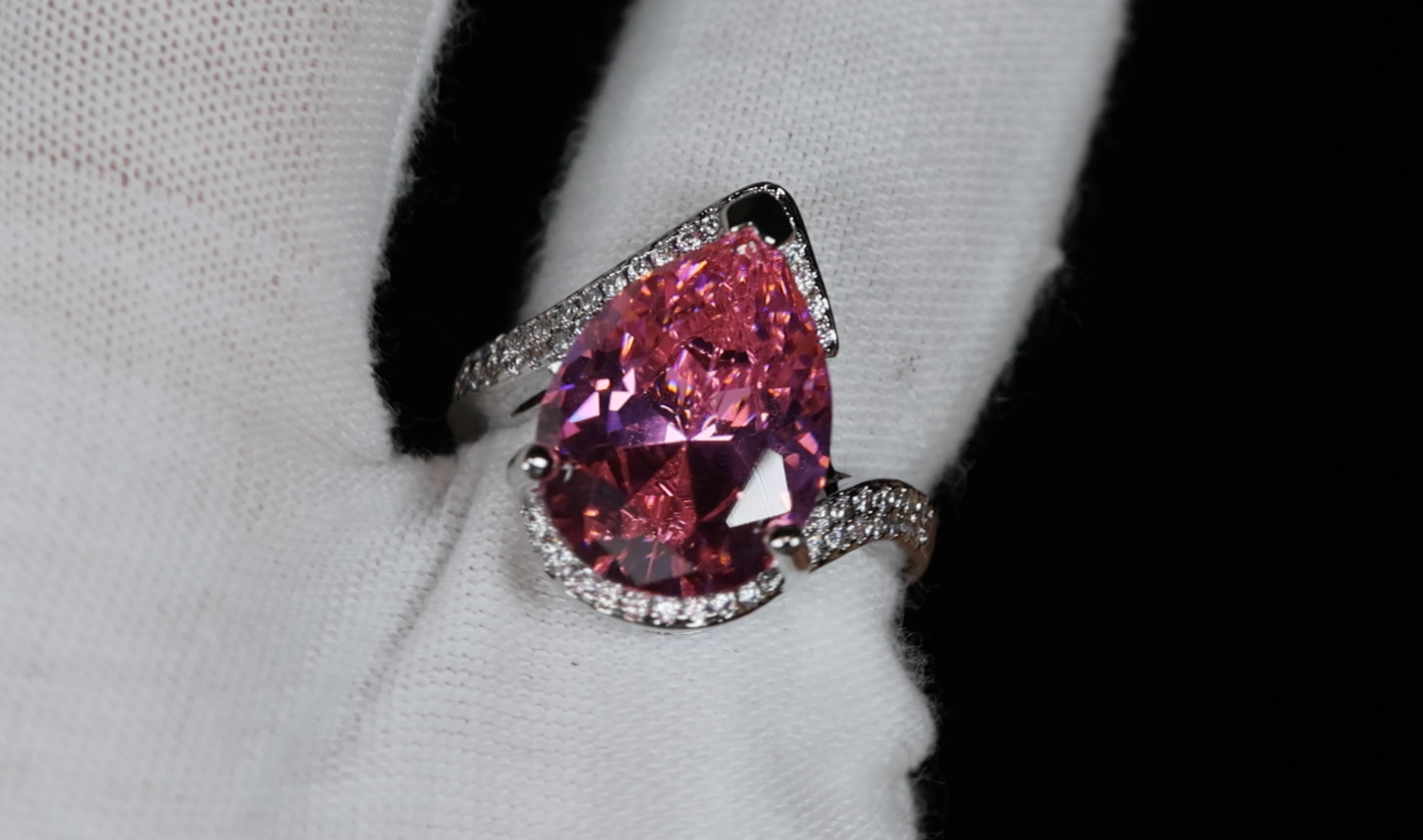 Pink Pear Cut Diamond Ring