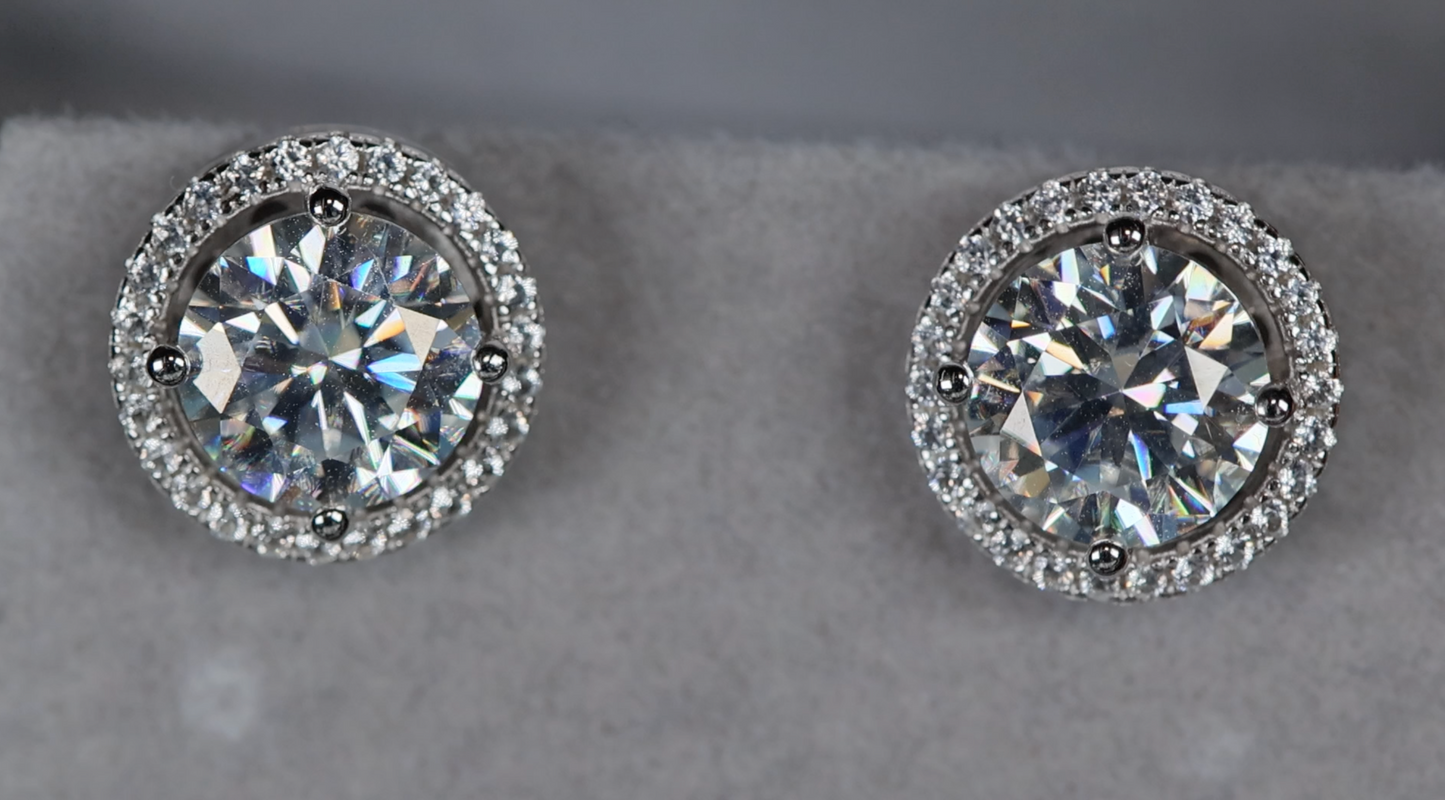 Womens Moissanite Diamond Ear Studs