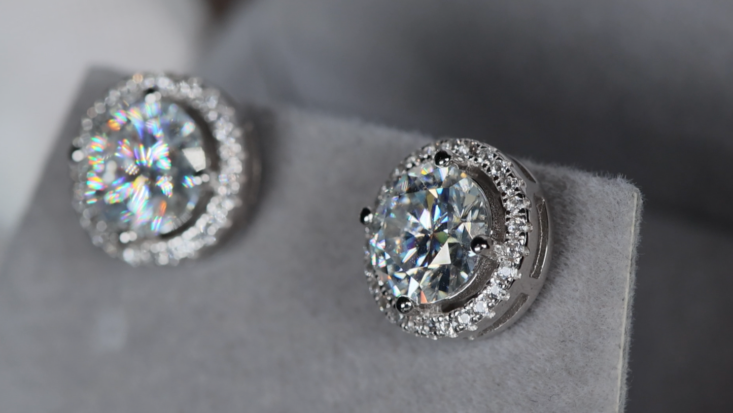 Big Moissanite Diamond Ear Studs