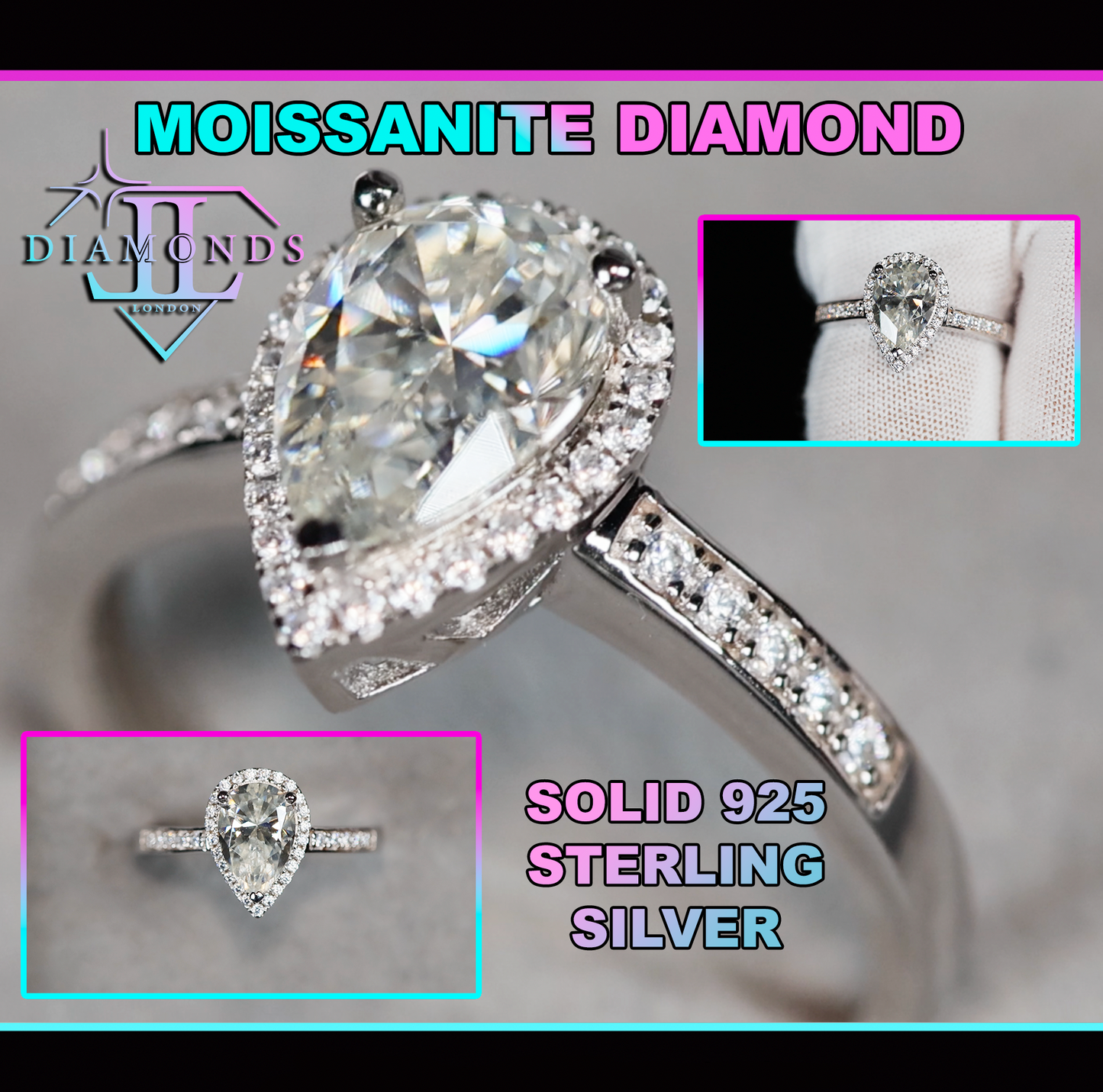 Womens Moissanite Diamond Engagement Ring