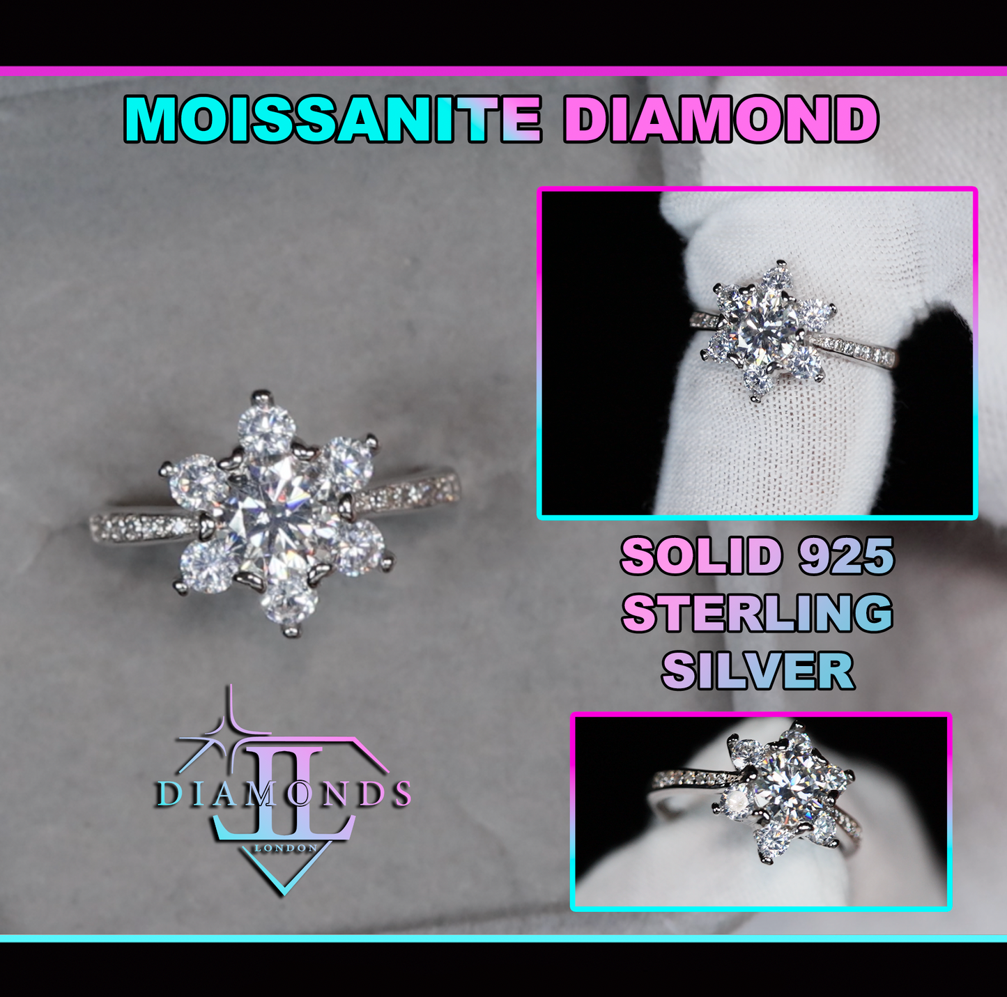 Moissanite Diamond Snowflake Ring