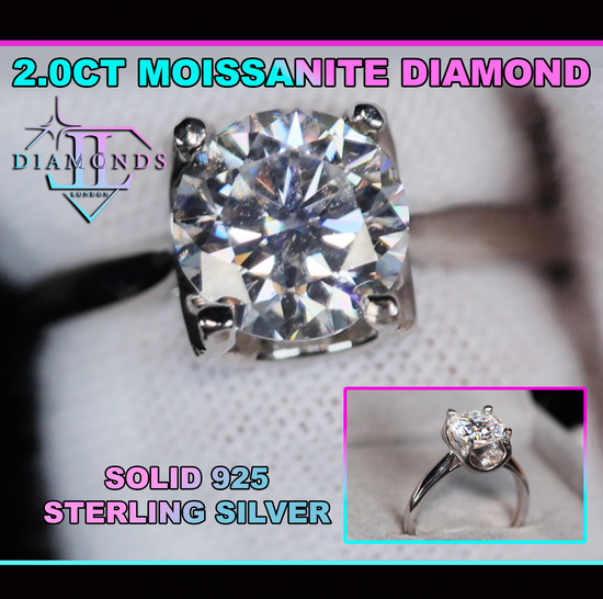 2.0ct VVS1 Womens Moissanite Rings | Womens Lab Grown Diamond Engagement Rings