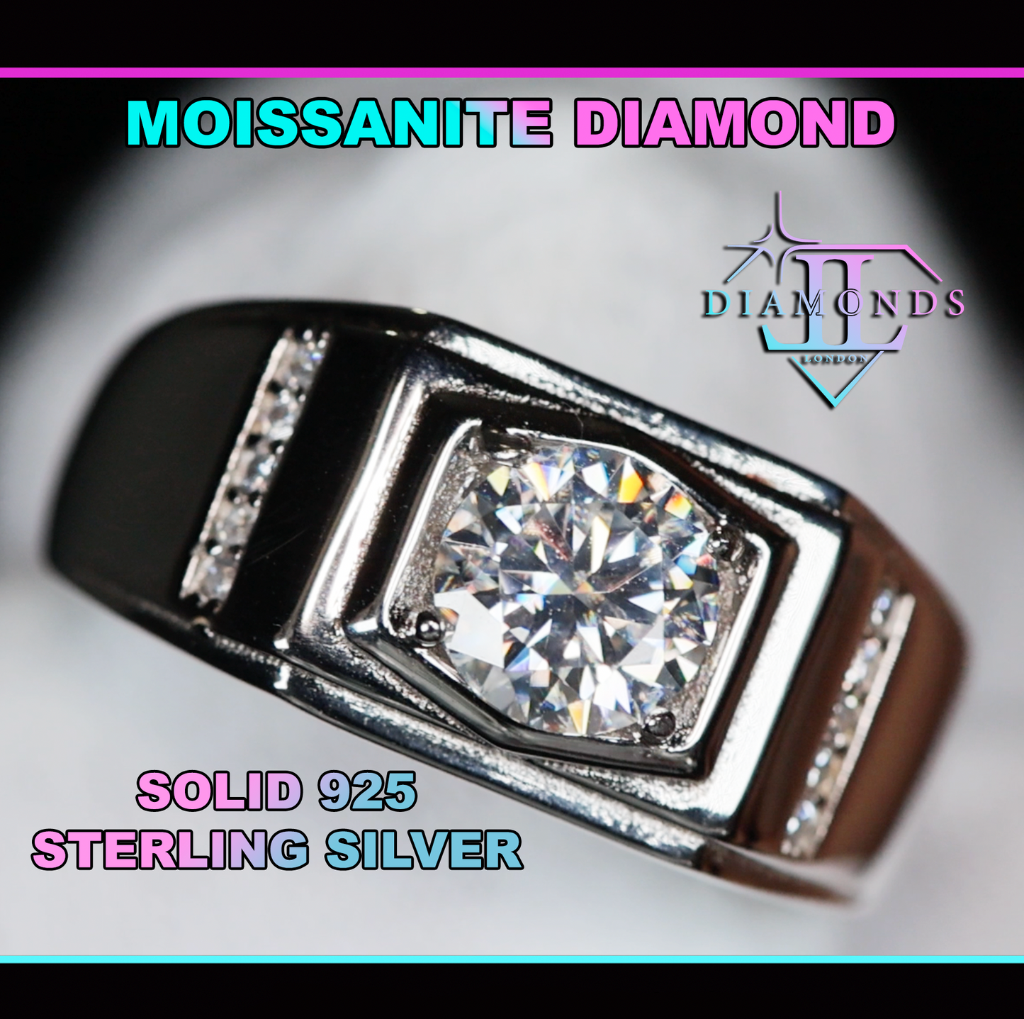 Mens Moissanite Diamond Wedding Ring