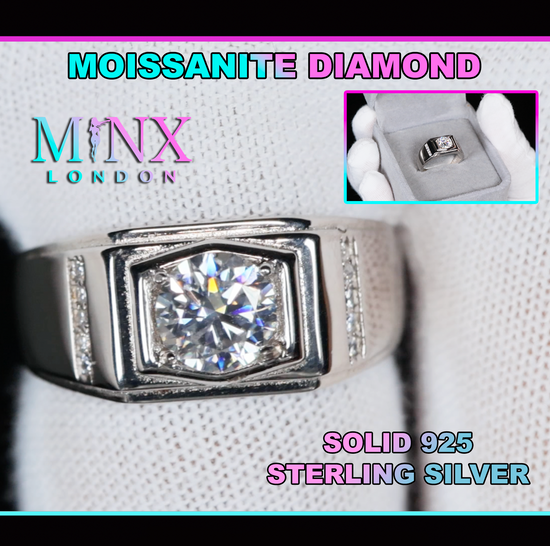 Mens Moissanite Diamond Wedding Ring