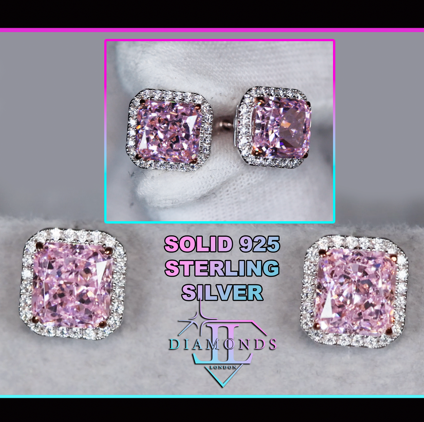 Pink Diamond Ear Studs