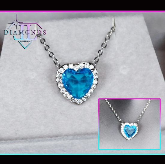 Blue Diamond Heart Pendant