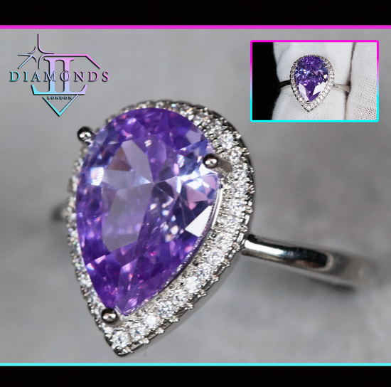 Purple Pear Cut Diamond Ring