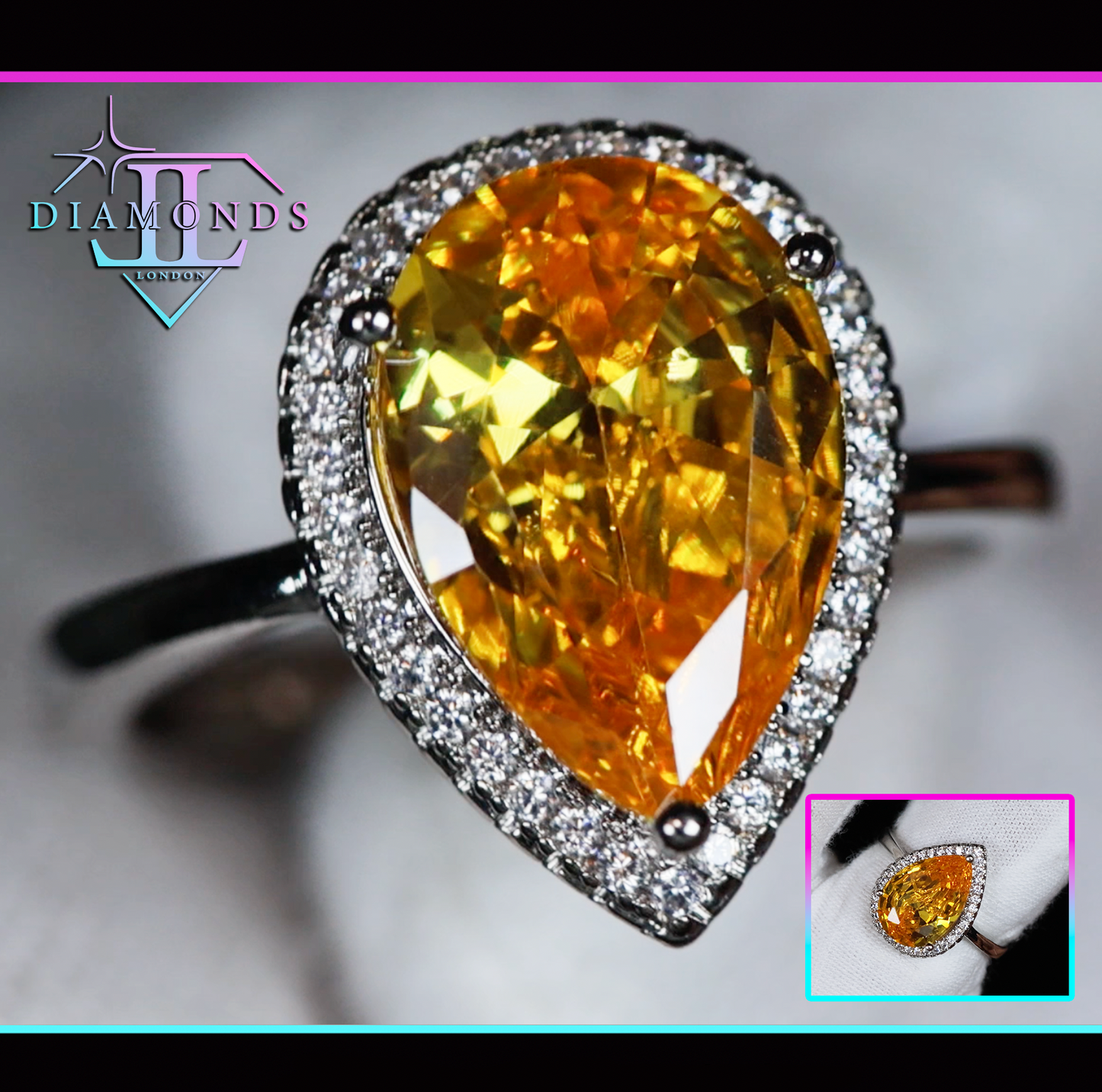 Yellow Pear Cut Diamond Ring