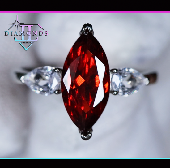 red marquise diamond ring