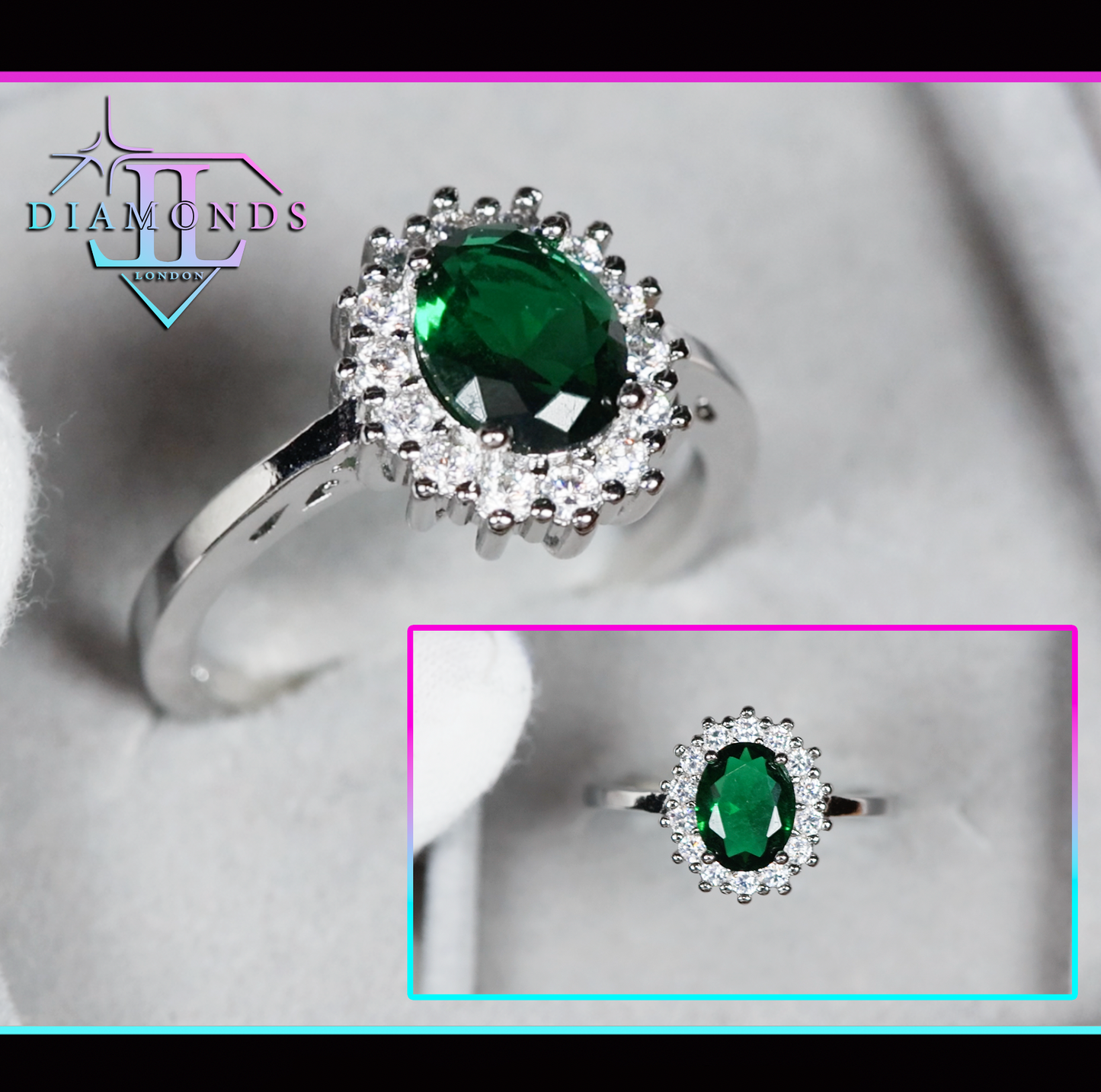 Emerald Green Oval Diamond Ring