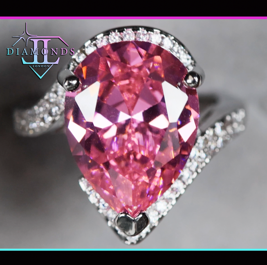 Pink Pear Cut Diamond Ring