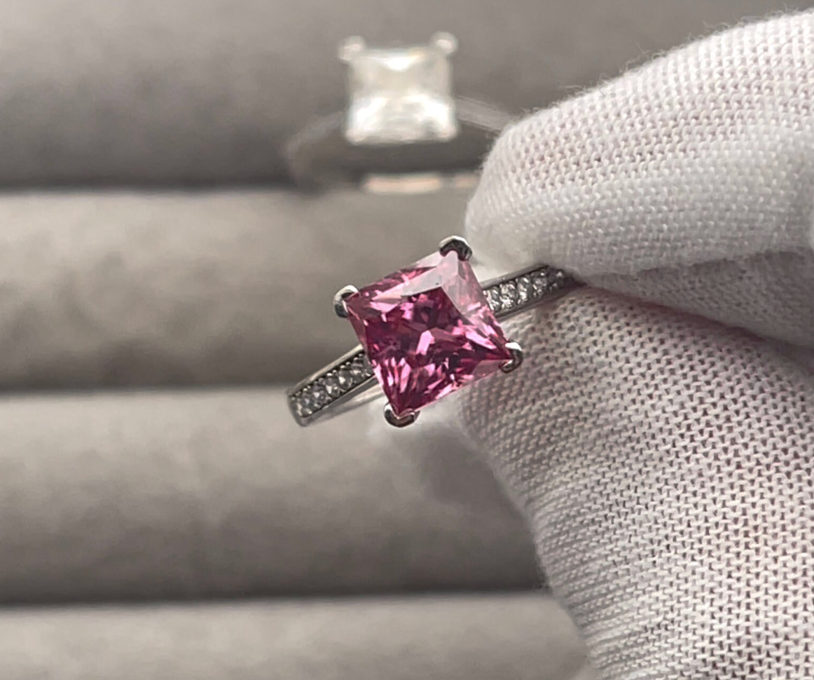 Pink Moissanite Engagement Rings 