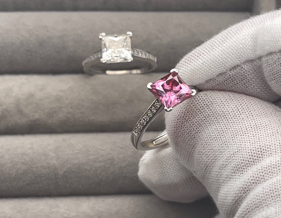 Pink Moissanite Engagement Rings 