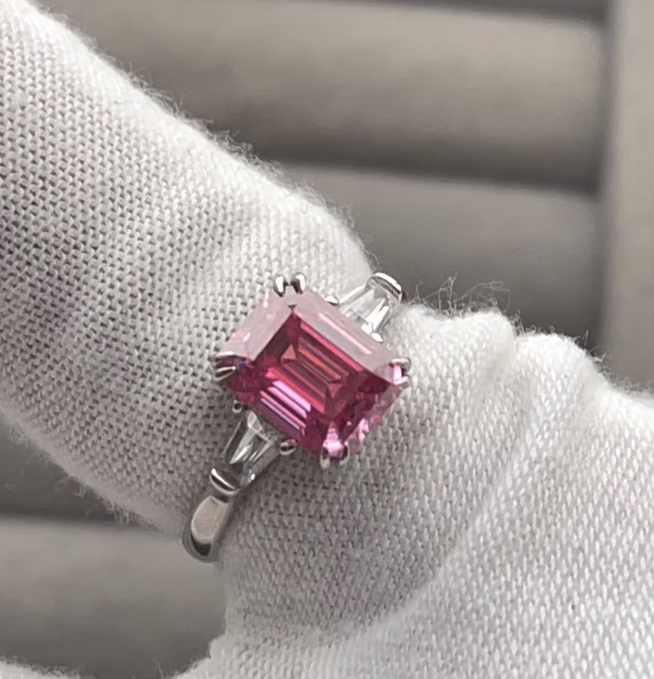 pink lab grown diamond ring