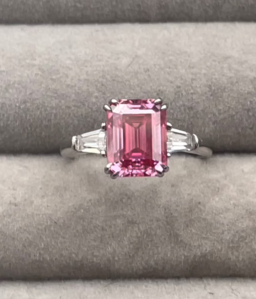 Pink Moissanite Diamond Ring