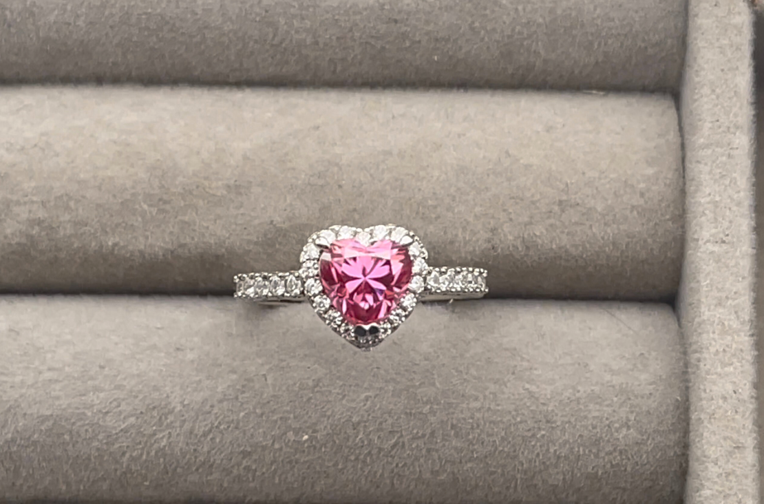 Pink Moissanite Diamond Ring