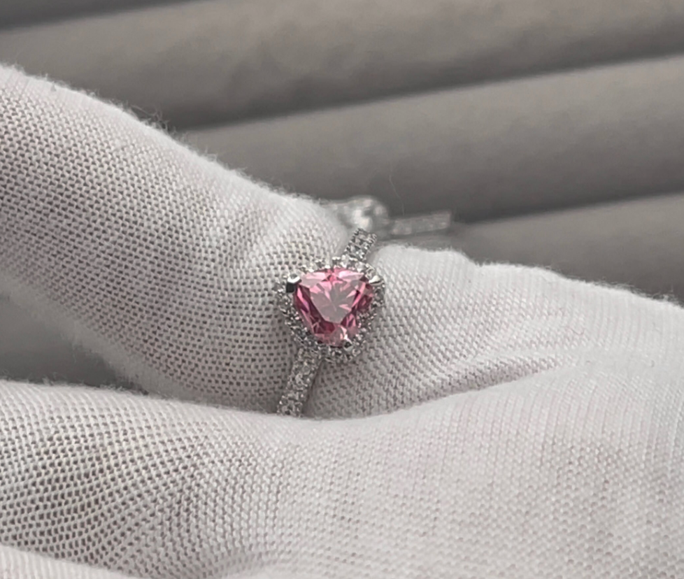 Pink Moissanite Diamond Ring