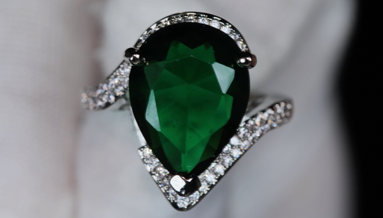 Green Pear Cut Diamond Ring