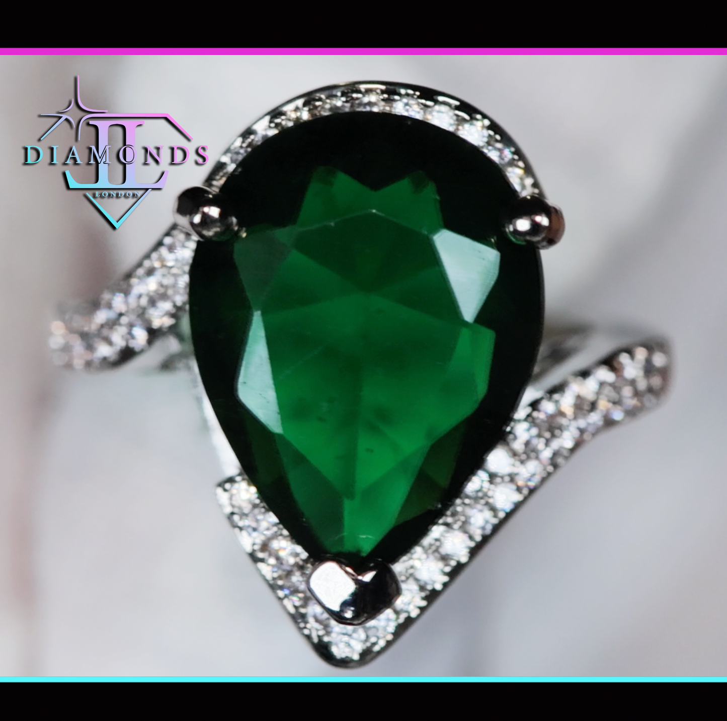 Green Pear Cut Diamond Ring