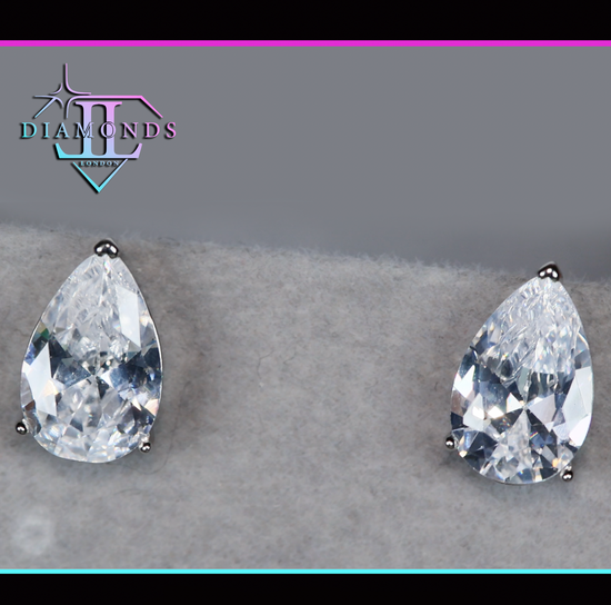 Pear cut diamond ear studs