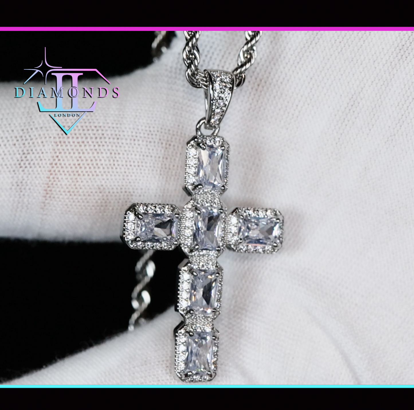 Iced out diamond cross pendant