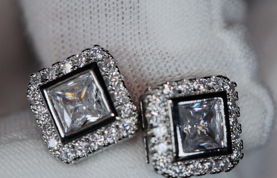 Princess Cut Diamond Ear Studs