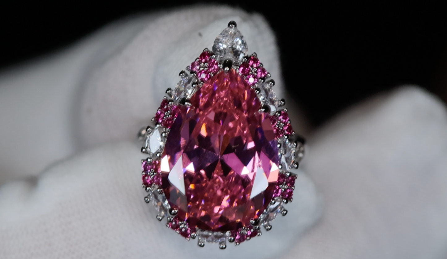 Pink Pear Cut Diamond Ring